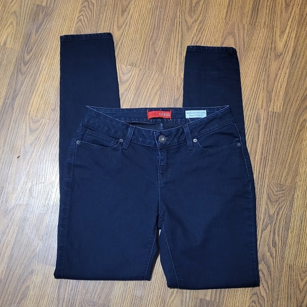 Guess Women’s Skinny Jeans Dark Blue Mid-Rise Sienna Curvy Fit W28 L33 C69